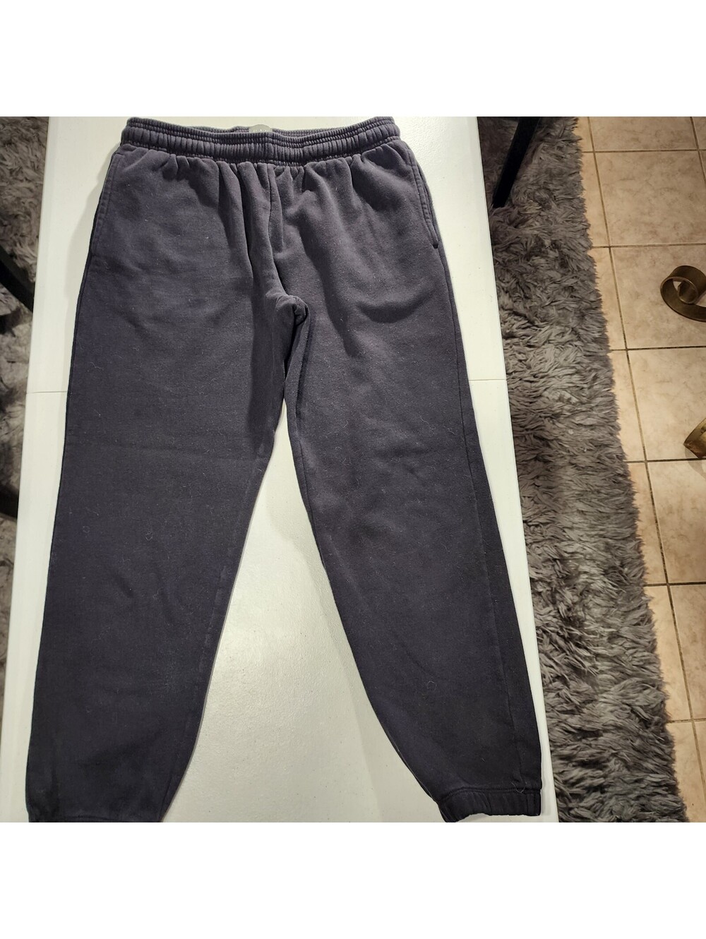 GAP Men's Black Fleece Sweatpants M 77% Cotton Elastic Waist Drawstring Pockets